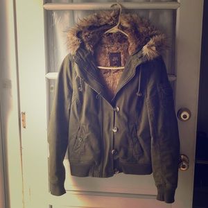 Green bomber jacket with hood Old Navy